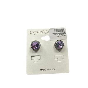 Purple Crystal Stud Earrings 8mm